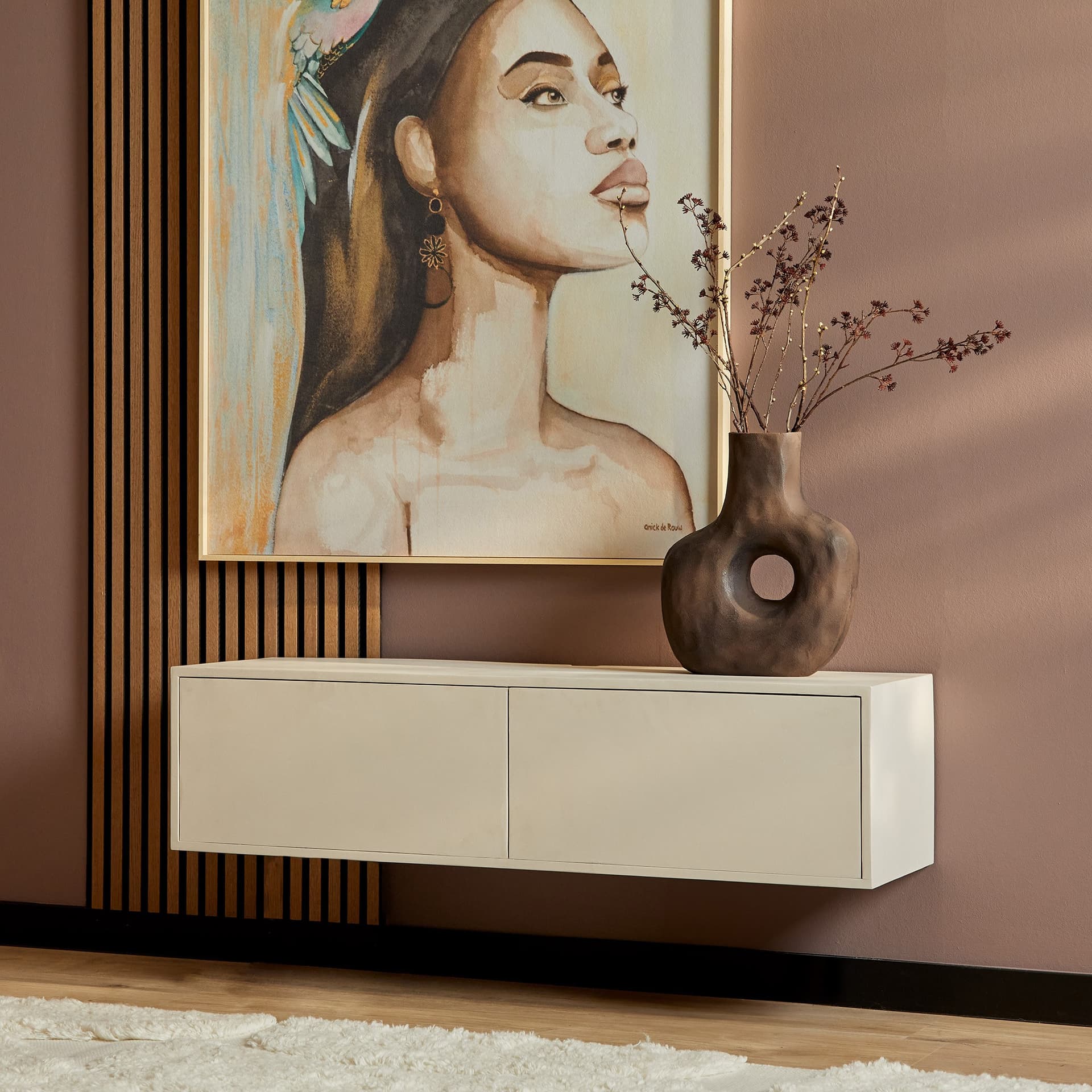Zwevend Tv-Meubel Vision Sand Mangohout 120 cm