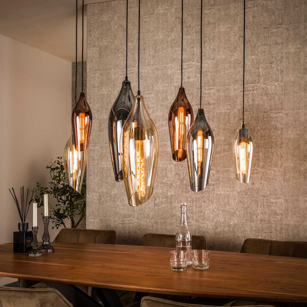 Hanglamp Coco 4 + 3 Lichts Zwart - 1