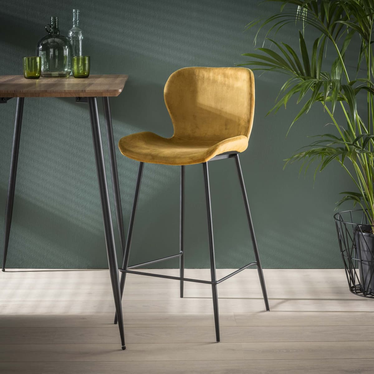 Barstoel Rondosa Velours Goud - 1