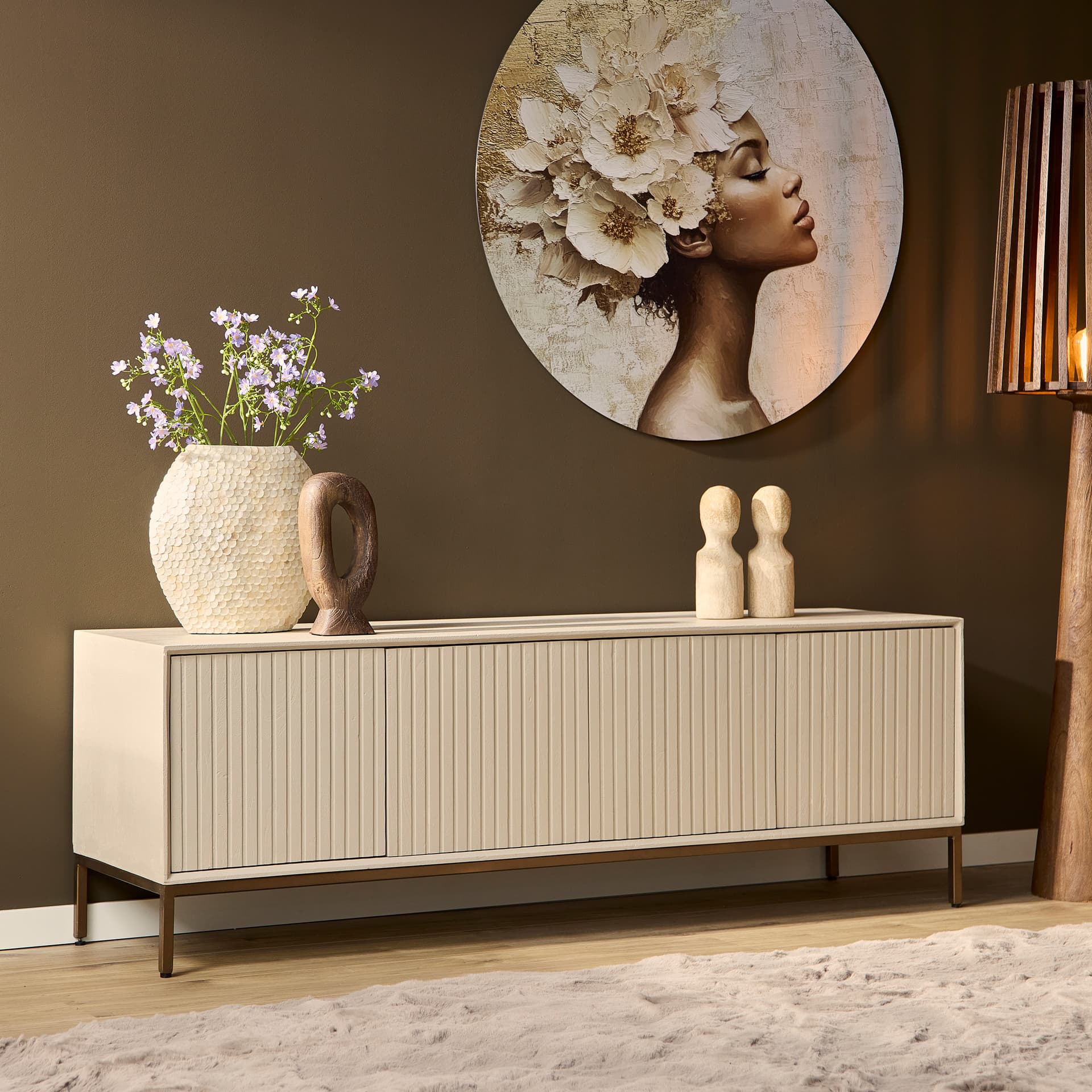 Tv meubel Madison Zand Mangohout 165 cm