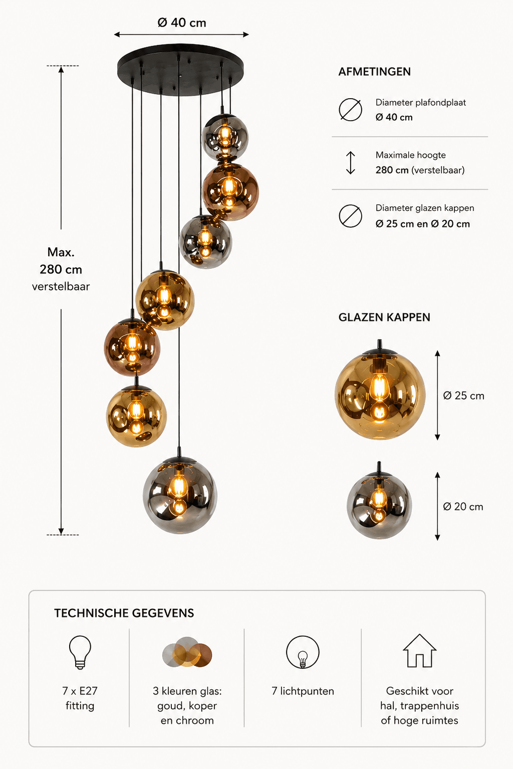 Hanglamp Salerno 7 lichts - 3